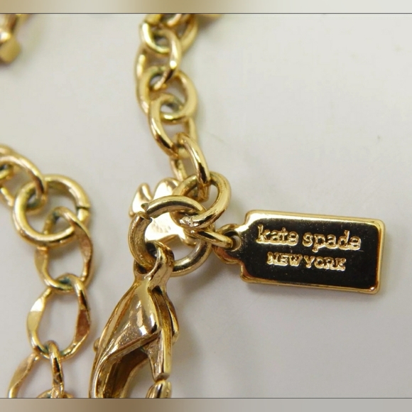 Lot of 3 Kate Spade Rhinestone Necklace Heart of Gold Bangle & Spade Watch - Picture 10 of 10